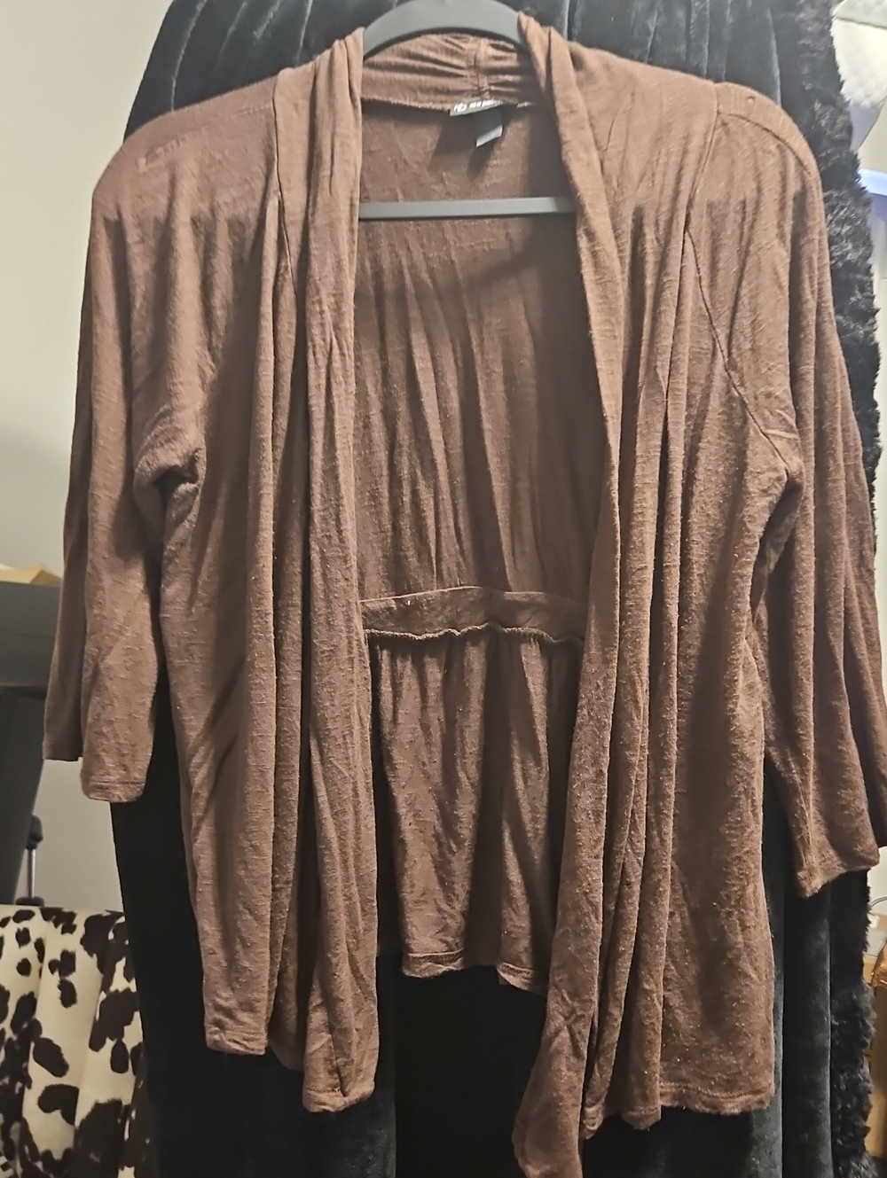 new directions Brown Draped Open-Front Cardigan Jacket